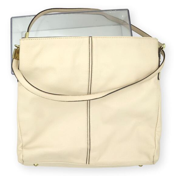 Anne Klein Cream Crossbody Leather Handbag - Picture 1 of 7